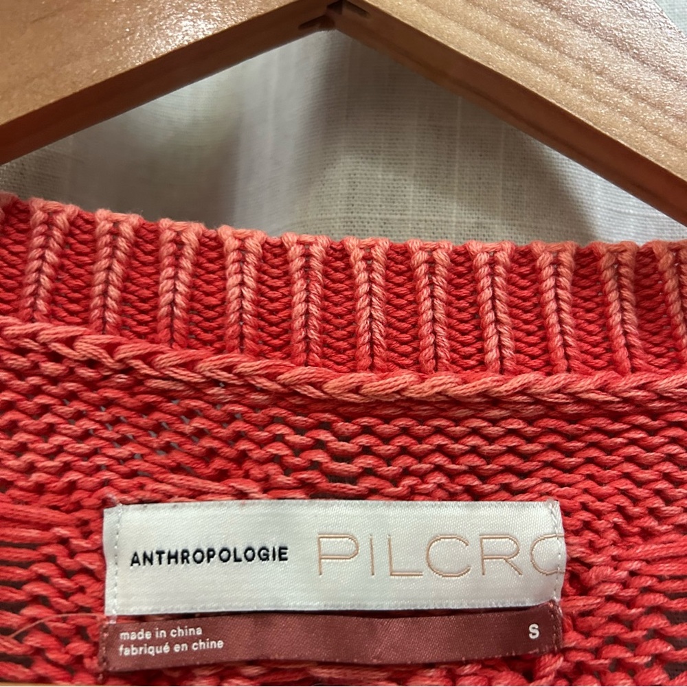 Anthropologie PILCRO JONI CABLE-KNIT SWEATER Coral size small - Picture 5 of 15